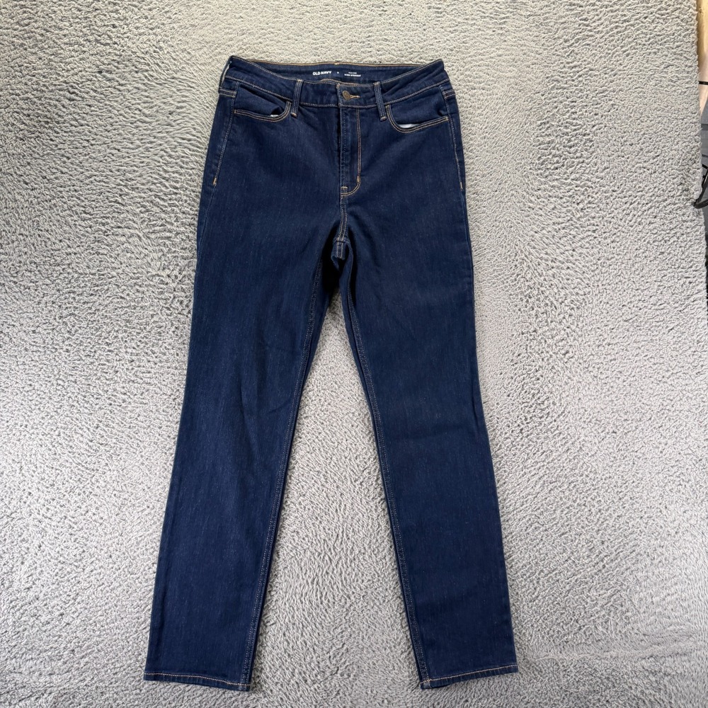 Old Navy Wow Jeans Womens 8 Blue Cotton Denim Straight Dark Wash Travel Stretch